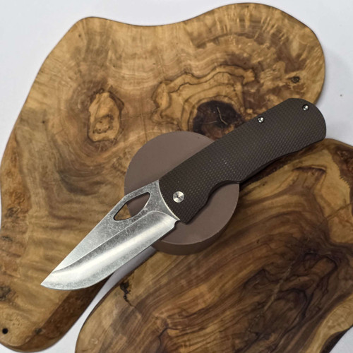 MCNEES KNIVES 3.75 DIXON DIAMOND BRONZE, SATIN HARDWARE, SATIN STONEWASH BLADE SIMS1T2462
