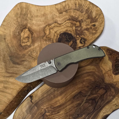 MCNEES KNIVES PM MAC 2 3" GREEN/ BRONZE SMOOTH, STONEWASHED BLADE, STONEWASHED HARDWARE, MAGNACUT SIMS1T2444