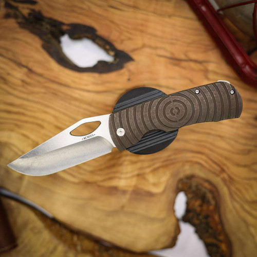 MCNEES KNIVES 3.75 DIXON SHOCKWAVE (BRNZ-A), SATIN HARDWARE, SATIN STONEWASH BLADE SIMS112428
