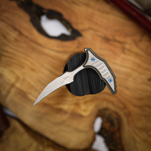 MICROTECH BEE- FULL SERRATED MARFIONE SELECT STONEWASH FINISH STONEWASH FINISH TITANIUM BLUE TITANIUM