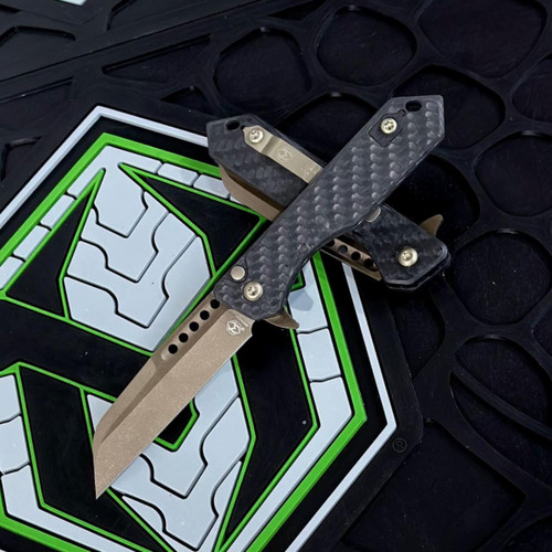 HERETIC KNIVES JINN MANUAL BRONZE WITH CARBON FIBER CHASSIS