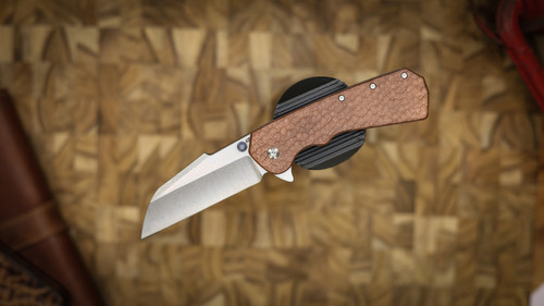 ATTN 2 DETAIL DELTA LINERLOCK STONEWASH SATIN MAGNACUT, SHEEPSFOOT HARPOON, HAMMERED COPPER, BLUE ANNO TI LINERS