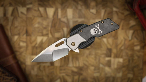 ATTN 2 DETAIL MARK 1 LARGE STONEWASH SATIN MAGNACUT, HISSATSU COMPOUND GRIND, INTEGRAL SKULL & CROSSBONE MARBLE CARBON FIBER CCA2D26-8