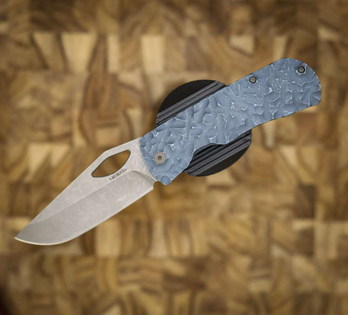 MCNEES KNIVES DIXON ROCK TEXTURE, BLUE HANDLE, STONEWASHED BLADE, STONEWASHED HARDWARE, MAGNACUT SIMS1T2522