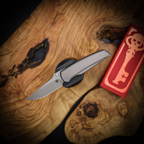Chaves Knives Disciple Street - Jake McCoy Stonewash Drop Point Framelock Knife | Premium M390 Blade, Unique Design, Lightweight & Durable