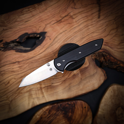 Chaves Knives Arrestor  229  Stonewash  Linerlock Blue Label Black G-10 BF  Sheepsfoot