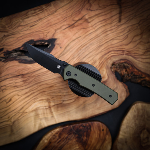 Chaves Knives  Arison  Street  Black  PVD  Linerlock Blue Label OD Green G-10 BL  PVD  Drop Point