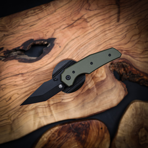 Chaves Knives Omega  Street  Black  PVD  Linerlock Blue Label OD Green G-10 BL  PVD  Tanto