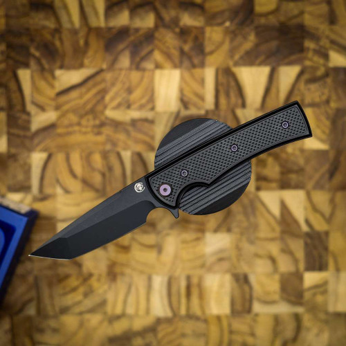 Chaves Knives Liberation Street SW PVD Linerlock Purple Ti Blue Label Aluminum Knurled Black Tanto CK-2B2-2C9A-2D1-PRP
