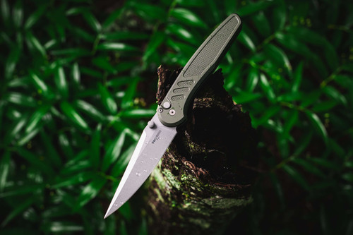 Protech Knives Peace Neighbor Avalon Knurled Green, Stonewash Magnacut PN1101-Green