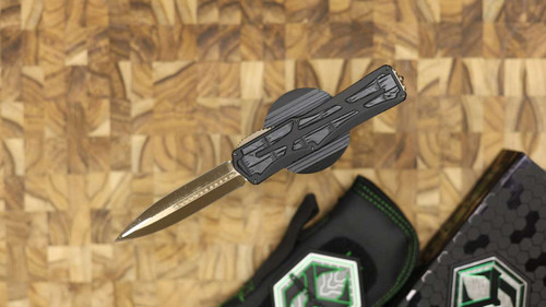 Heretic Knives Colossus Double Edge Bronzed Cracked Ice Croc Inlays Bronze Hardware BSATL26-008