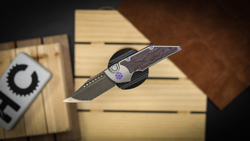 Hypercut Manufacturing Dharma Automatic Fat Carbon  Red/ Purple Inlay SN 0182