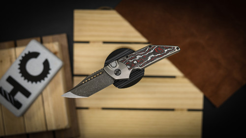 Hypercut Manufacturing Dharma Automatic Fat Carbon Red/ Purple Inlay SN 0179