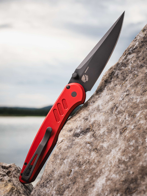 ProTech Knives Peace Neighbor Avalon, Knurled Red, DLC Black Magnacut blade PN1103-Red