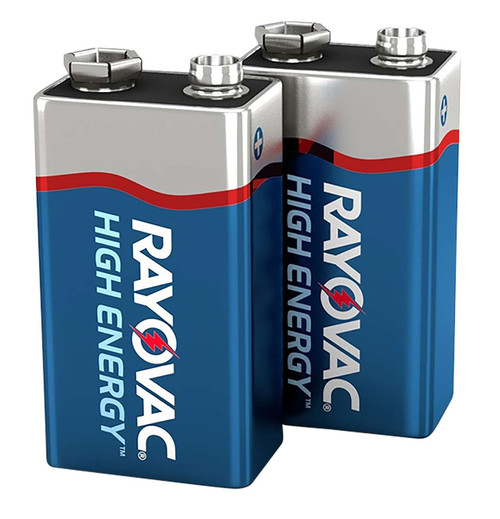 Rayovac A16042JT 9V HIGH ENERGY Alkaline Batteries Silver/Blue 9 Volts 565 mAh (2) Single Pack TSW|60203