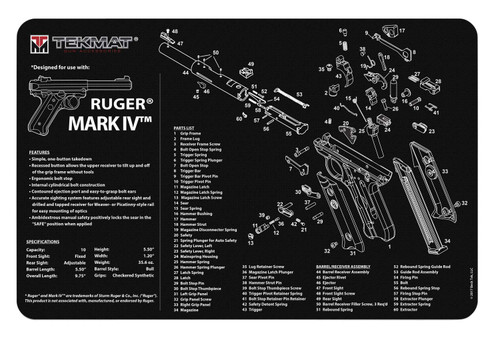 TekMat TEKR17RUGERMK4 Ruger Mark IV Cleaning Mat Black/White Rubber 11"x17" Ruger Mark IV Parts Diagram TSW|124465