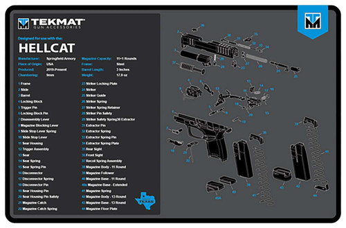 TekMat TEKR17HELLCATBLU Springfield Armory Hellcat Cleaning Mat Black/Blue/White Rubber 11"x17" Springfield Hellcat Parts Diagram TSW|177696