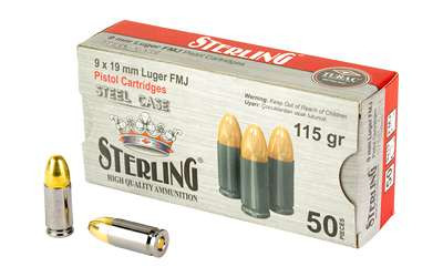 STERLING 9MM 115GR FMJ STEEL 50/1000 RSR|GLOSRL8698779957674