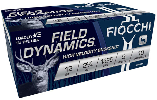 Fiocchi 12HV9P Field Dynamics 12Gauge 2.75" 9Pellets 00Buck Shot 10 Per Box/25 Case TSW|157171