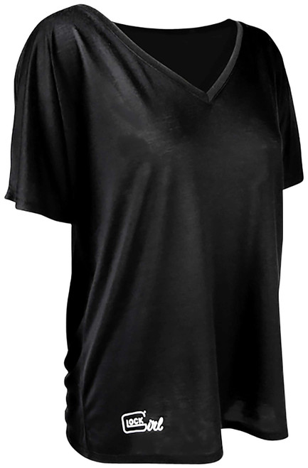 Glock AP960352 Glock Girl Relaxed Black Pre-Shrunk Cotton Short Sleeve V-Neck Large TSW|154160
