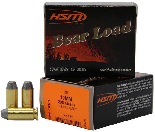 HSM 10MM9N20 Bear Load 10mm Auto 200 gr Lead Round Nose Flat Point 20 Per Box/ 20 Case TSW|104841