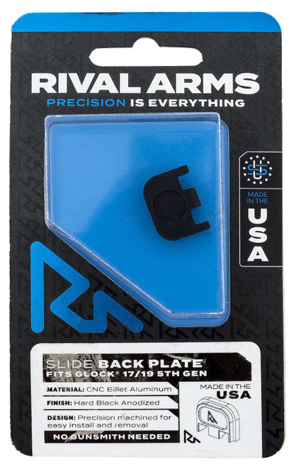 Rival Arms RA43G004A Slide Back Cover Plate Double Stack Black Anodized Aluminum for Glock 17/19 Gen5 TSW|129821