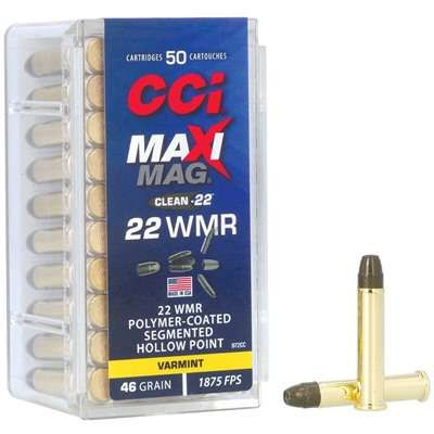 CCI 972CC Maxi-Mag Rimfire 22 WMR 46 gr Segmented Hollow Point 50 Per Box/ 40 Cs TSW|120673
