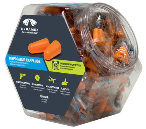 Pyramex PYDP1000BN Disposable Earplugs Foam 32 dB In The Ear Orange Adult 100 Pair TSW|59007