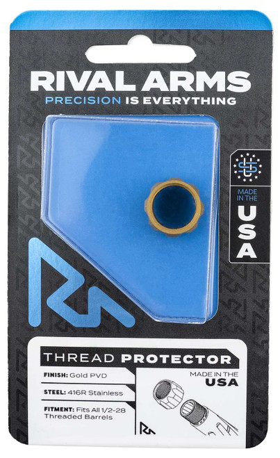Rival Arms RARA300001E Thread Protector 9mm Luger Gold PVD 416R Stainless Steel 1/2"-28 tpi TSW|136170