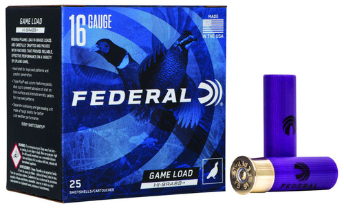 Federal H1634 Game-Shok High Brass 16Gauge 2.75" 1 1/8oz 4Shot 25 Per Box/10 Case TSW|117006