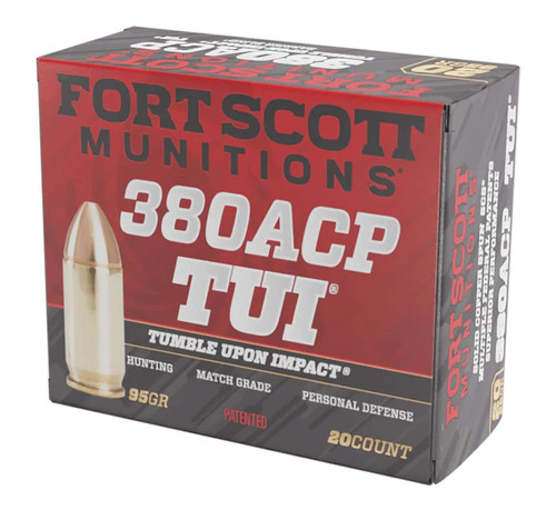 Fort Scott Munitions 380095SCV Tumble Upon Impact (TUI) 380ACP 95gr Solid Copper Spun 20 Per Box/25 Case TSW|133831