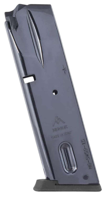 Mec-Gar MGSW5915N S&W 15rd 9mm Luger, Fits S&W 5900 Series/915/910/659 Black Nickel TSW|161871