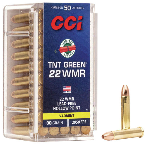 CCI 0060 TNT Green 22WMR 30gr Speer TNT Green Hollow Point 50 Per Box/40 Case TSW|53889