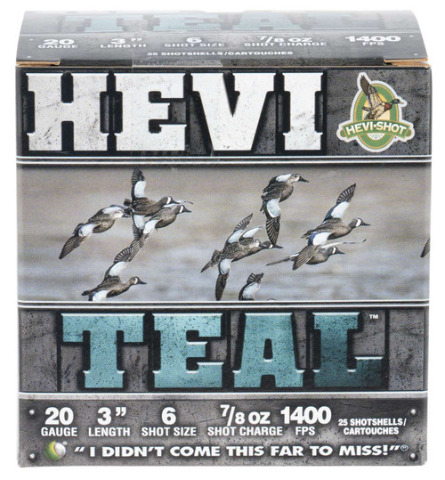 HEVI-Shot HS62006 HEVI-Teal 20Gauge 3" 7/8oz 6Shot 25 Per Box/10 Case TSW|127749