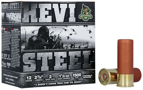 HEVI-Shot HS61222 HEVI-Steel 12Gauge 2.75" 1 1/8oz 2Shot 25 Per Box/10 Case TSW|117459