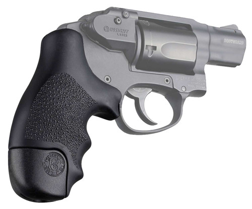 Hogue 60020 OverMolded Tamer Cobblestone Black Rubber with Finger Grooves for S&W J Frame Centennial with Round Butt, Bodyguard TSW|89653