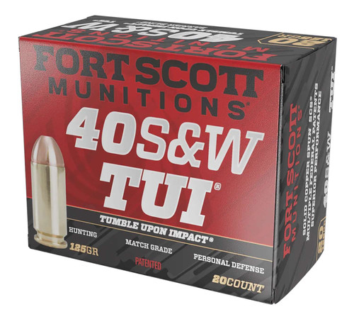 Fort Scott Munitions 400125SCV Tumble Upon Impact (TUI) 40S&W 125gr Solid Copper Spun 20 Per Box/25 Case TSW|133842