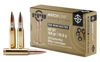PPU .308 WIN MATCH 168GR HPBT 20/200 RSR|PPUPPM3082