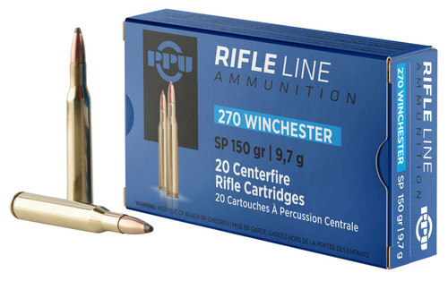 PPU PP2702 Standard Rifle 270Win 150gr Soft Point 20 Per Box/10 Case TSW|56540