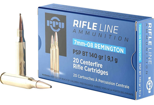 PPU PP708 Metric Rifle 7mm-08Rem 140gr Pointed Soft Point Boat Tail 20 Per Box/10 Case TSW|57032