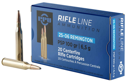 PPU PP2506P Standard Rifle 25-06Rem 100gr Pointed Soft Point 20 Per Box/10 Case TSW|56546