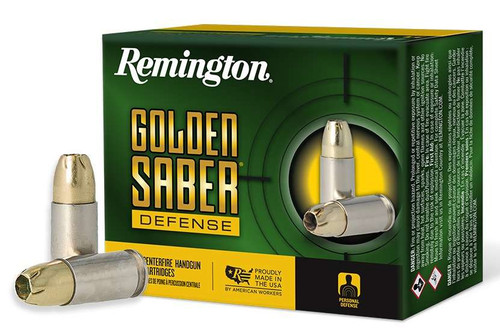 Remington Ammunition 27601 Golden Saber Defense 9mmLuger 124gr Brass Jacketed Hollow Point 20 Per Box/25 Case TSW|143907