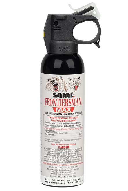 Sabre FBADX03 Frontiersman Bear & Mountain Lion Spray Capsaicinoids Range 40ft 7.90 oz TSW|174787