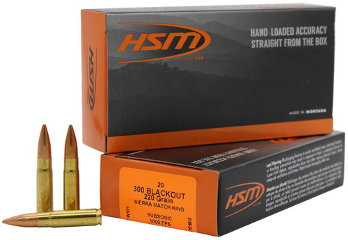 HSM 300BLK4N Match 300 Blackout 220 gr Sierra MatchKing BTHP 20 Per Box/ 25 Case TSW|2379