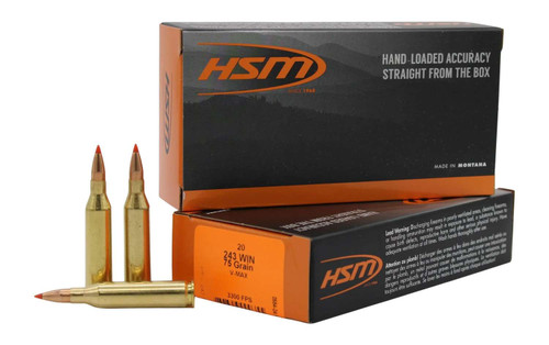 HSM 2432N Varmint 243 Win 75 gr Hornady V Max 20 Per Box/ 25 Case TSW|115246