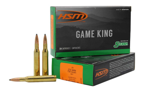 HSM 27012N Game King 270 Win 130 gr Sierra GameKing Spitzer Boat Tail 20 Per Box/ 20 Case TSW|20825