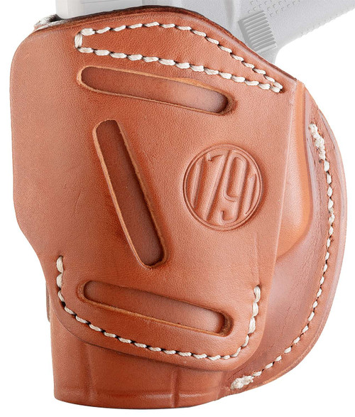 1791 Gunleather 4WH2CBRR 4-Way IWB/OWB Size 02 Classic Brown Leather Belt Clip Compatible w/Ruger LCP/S&W Bodyguard/Glock 42/43/43X Right Hand TSW|112341