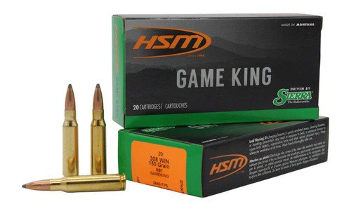 HSM 30841N Game King 308 Win 150 gr Sierra GameKing Spitzer Boat Tail 20 Per Box/ 25 Case TSW|20858