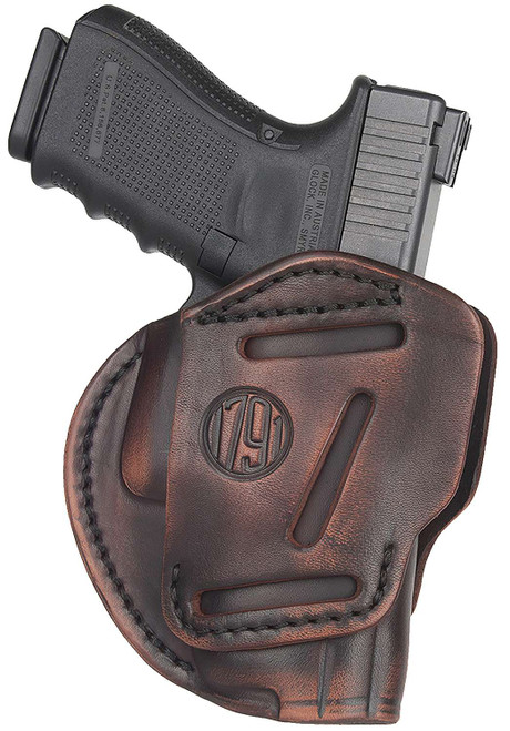 1791 Gunleather 3WH5VTGA 3-Way IWB/OWB Size 05 Vintage Leather Belt Loop Fits Glock 17 Fits HK VP9 Fits MP9 Ambidextrous Hand TSW|151502