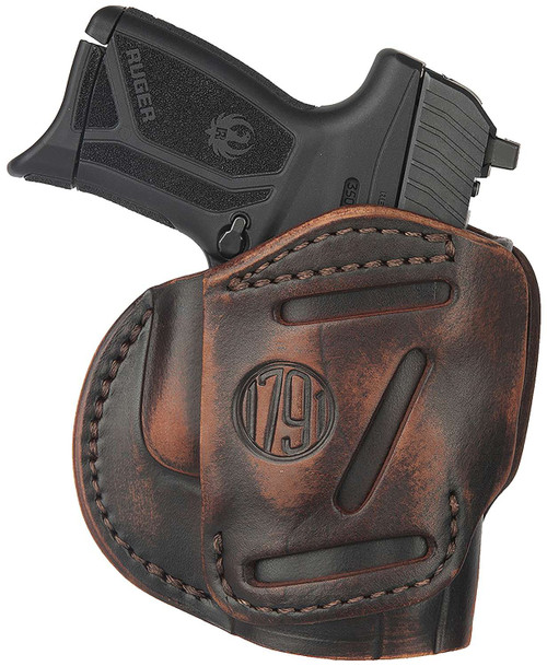 1791 Gunleather 3WH4VTGA 3-Way IWB/OWB Size 04 Vintage Leather Belt Loop Fits Springfield XD Fits Walther PPS Fits Springfield XDS Fits Taurus G2C Ambidextrous Hand TSW|151501